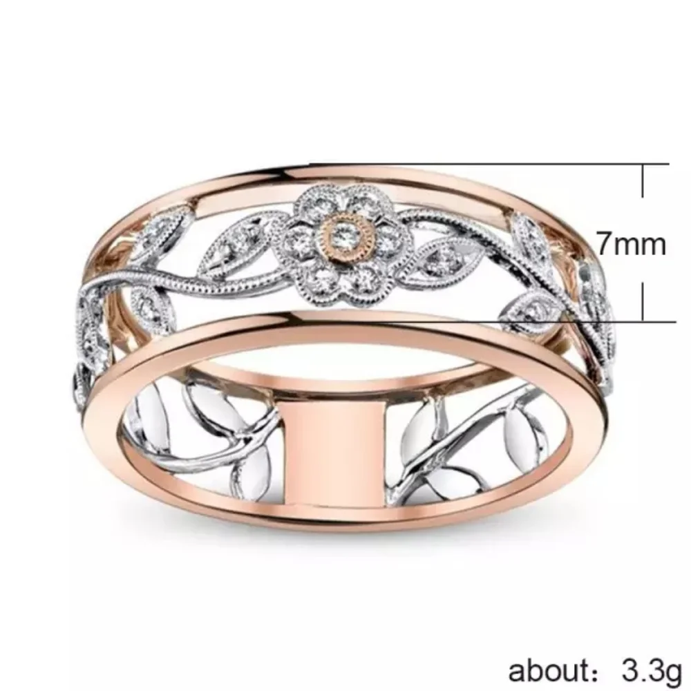 New Rose Gold Plated Flower Diamond Ring - Picture 4 of 4